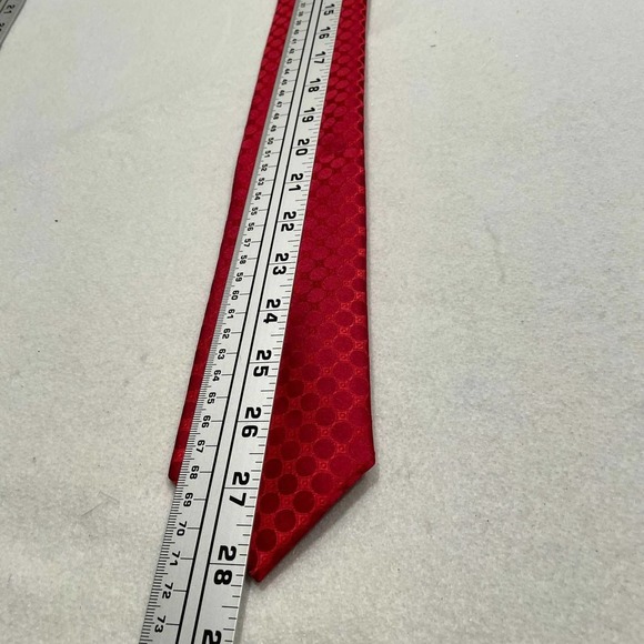 Countess Mara Men's Tie Necktie Polka Dot Geometric Circle Red Polyester - Picture 4 of 7